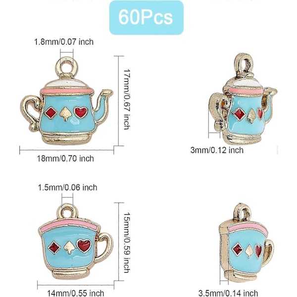 60 st 6 olika stilar Kopparberlocker Tekannaberlocker med emalj Spelkortsmönster Legering Berlocker Bulk för Örhängen Halsband Armband Tillverkning Smycken Tillbehör Ha