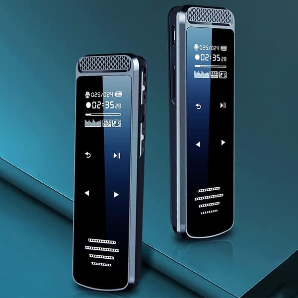 Digital stemmeopptaker med avspilling, MP3, USB-lading, svart