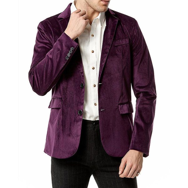 Herr Slim Fit Lättviktsjacka, Två Knappar Business Kostym Blazer Purple S