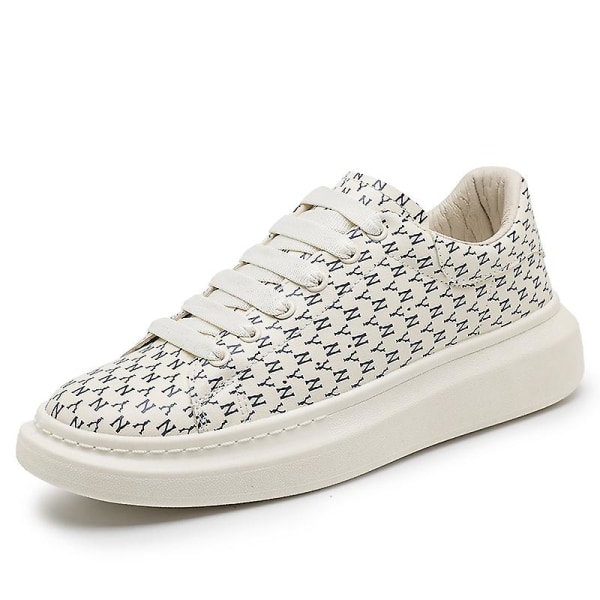 Herre Casual Sko Mode Højdeforøgende Flade Sko Løbesko Fr1460 White EU 40
