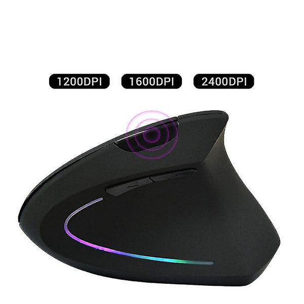 2.4g Trådløs Mus Vertikal Ergonomisk Optisk Mus, 800 / 1200 / 1600 Dpi, 5 Knapper Til Laptop, Desktop, Pc, Macbook