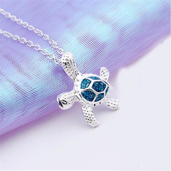 Rädda en sköldpadda Halsband   Sten Sköldpadda Form Hänge Halsband För Flickor Kvinnor Smycken Present Blue