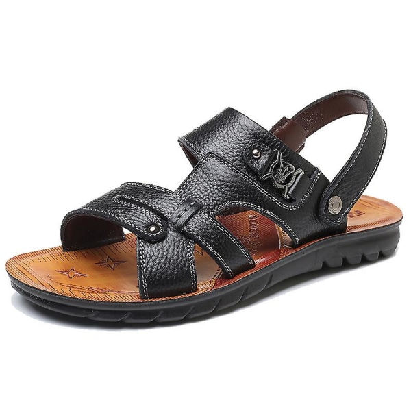 Herrsandaler, stängda tå läder fiskare utomhus vandring sport skor Black 42