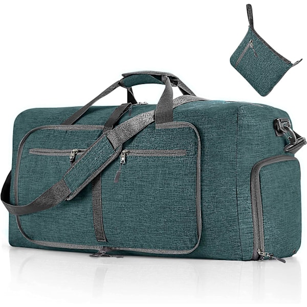 Reise-Dufflebag for menn, 65l sammenleggbar reise-duffelbag med sko-rom nattpose for menn kvinner vanntett og rivebestandig Green