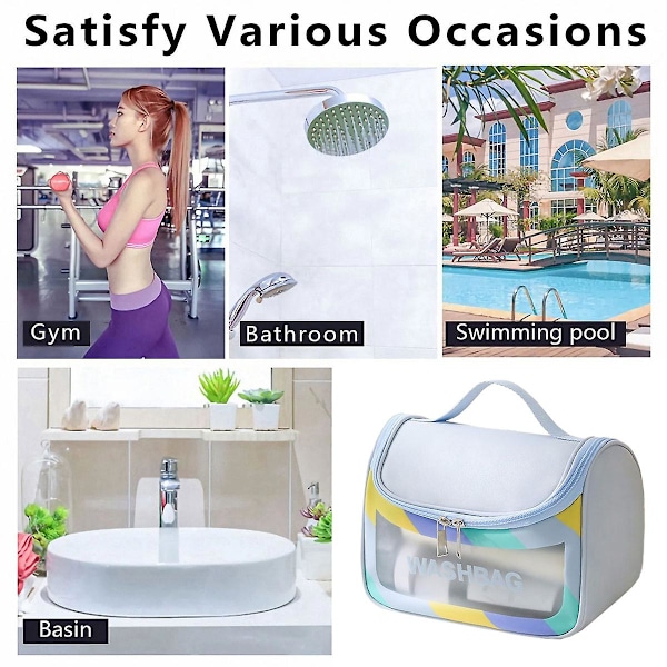 Genomskinlig reseförpackningskub/genomskinlig PU/PVC-påse, transparent multifunktionell väska blue