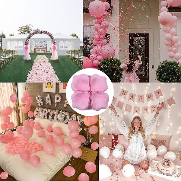 3000 stk. Kunstige Roseblader, Blomsterblader for Romantisk Kveld, Bryllup, Fest, Arrangementer, Valentinsdag, Dekorering pink