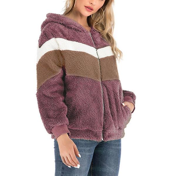 Damejakke med hette, moteriktig, langermet, vindtett, varm og løs jakke for kvinner 4XL Red