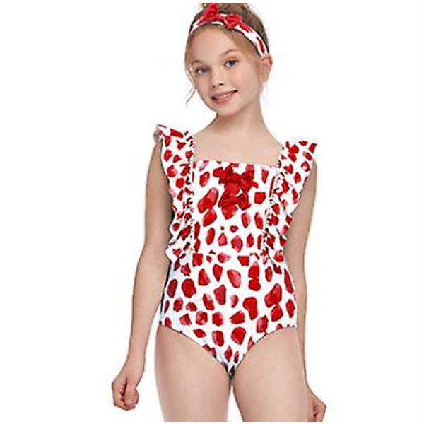Flickande Strand Sport Halterneck En Delig Baddräkt Tjock Rem red ruffles 104