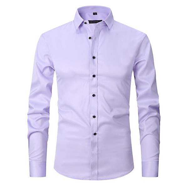 Enfärgad tröja för män Långärmad Slim-fit skjorta Fashion Youth Casual Top 39