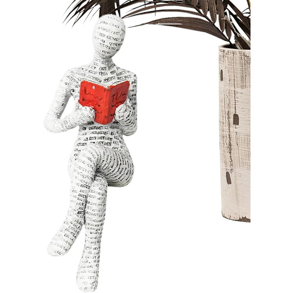 Book Lover Figurine - Litterär Kvinna Staty, pulp fictions Skulptur | Reading Lady Decors Bokmaskprydnad,