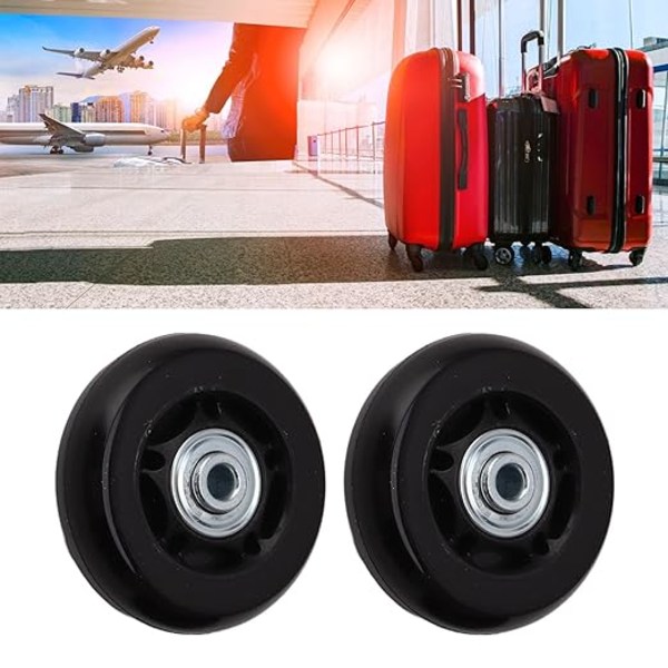 2 kpl:n sarja matkatavaroiden varapyöriä 54 mm / 60 mm / 64 mm, yleismalliset pyörät asennustyökaluilla, kääntyvät kumipyörät matkatavaroille (64 x 24 mm)