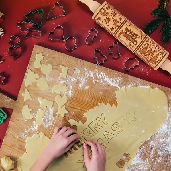 1 st Präglingskavel Julmönster Jul Trä 3D Graverad Nativitet Med Jesus 9 Olika Mönsterdesign För Att Baka Kakor