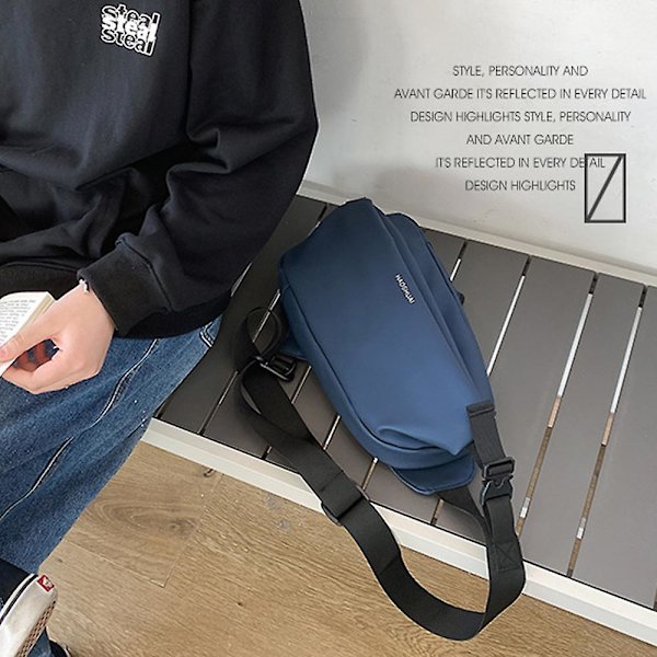 Svart axelväska för kvinnor och män, vattentät ryggsäck för resor, crossbody bröstväska, mångsidig dagryggsäck Navy blue