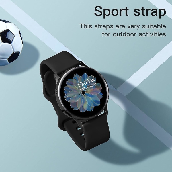 Silikonrem kompatibel med Samsung Galaxy Watch Active 2 40mm/44mm, 20mm Sport dubbelhålsspänne för Galaxy Watch 4/ watch 4 Classic/watch3
