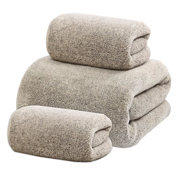Kvalitet Premium 3-delat set(1x badlakan, 2 x tvättlappar), mycket absorberande duschhanddukar Khaki