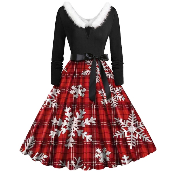 Joulumekot Naisille Pitkähihainen V-kaula-aukkoinen Turkismekko style 1 XL