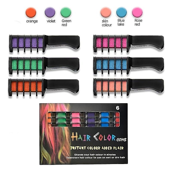 10 st Barn Färgglada Hårkrita Kam Leksak Mode Fest Hårkrita Kam Set Flicka Engångshår Färgning Kam 6 colors