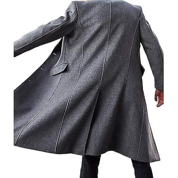 Herr Trenchcoat Casual Slim Fit Lång Jacka Överrock Grey 3XL