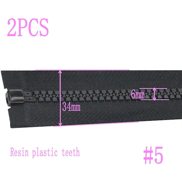 2 kpl #5 34 tuuman erottuvia takkituotteita takkien ompeluun 86 cm Takin vetoketju Mustat muoviset vetoketjut irtotavarana (34\" 2 kpl)