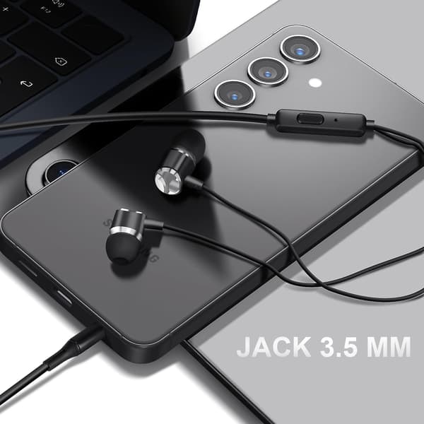 Øretelefoner 3,5 mm in-ear jack Mikrofon, Sort