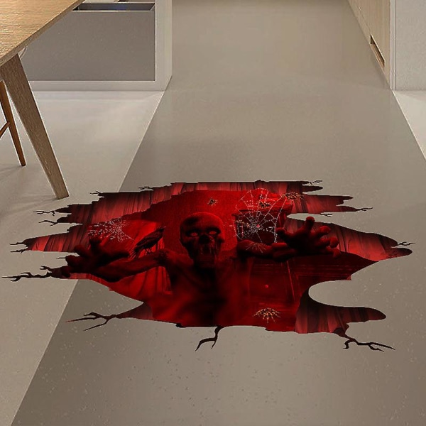 (e)2 kpl Halloween-kauhulattiatarroja, kauhulattiatarrat, Halloween-zombiekurpitsalattiatarra, 3D Halloween-tarrat, PVC-kauhu Ro