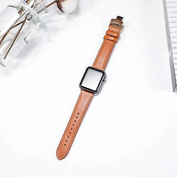 Äkta läderklockarmband, tvärgående handledsklocka för män/kvinnor med snabbkoppling