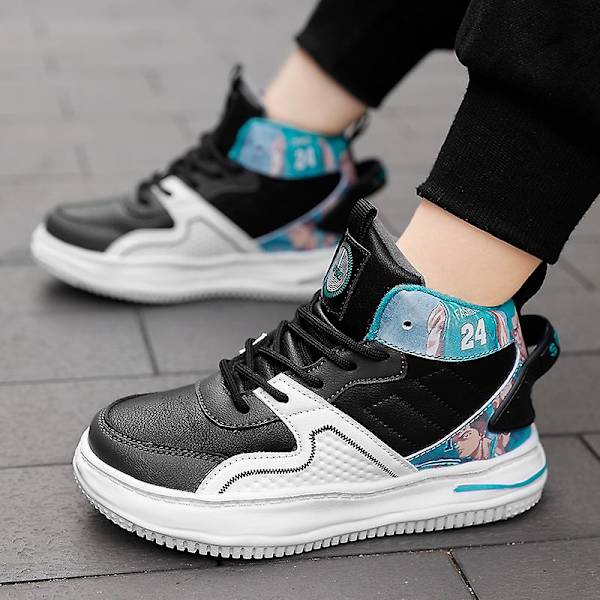 Barn Sneakers Hög-Top Sneakers Löparskor Platta Skor För Pojkar Fr887 BlackBlue EU 32