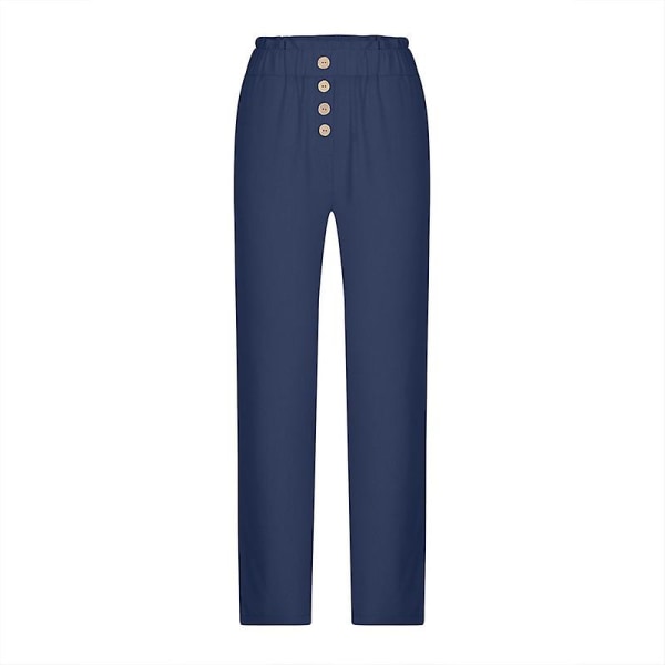 Dame Rynket Høy Midje Casual Bukser Elastiske Bukser Grey S