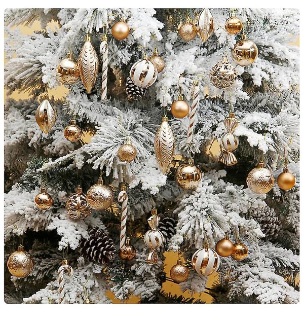 Julekulepynt til juledekorasjoner, 40 stk. juletrepynt Gold