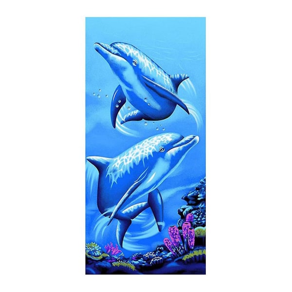 Badehåndkle for jenter, delfiner badehåndkle trykk, 150*70cm bassenghåndkle mykt håndkle for strandelskere Two dolphins