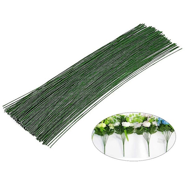200 stk. blomsterstilktråd til blomsterarrangementer og gør-det-selv-håndværk, mørkegrøn, blomstertråd til blomsterhandler blomsterarrangement 40 cm