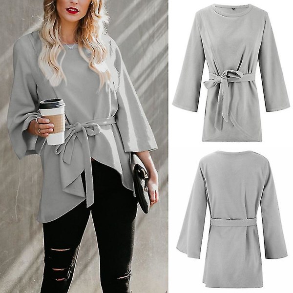 Dame Efterår Vinter Frakke Rund Hals Cropped Ærme Faux Uld Ensfarvet Frakke XL C