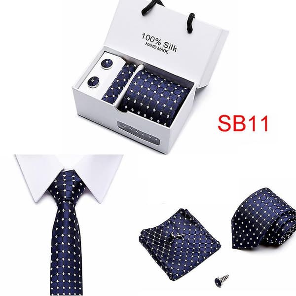 Herre Slips Spot Gaveæske 5 Dele Sæt Slips Business Formel Bryllupsslips B11