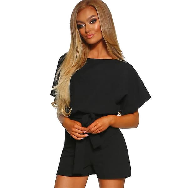 Sommarklänningar för kvinnor, casual jumpsuits, kortärmade jumpsuits Leopard L