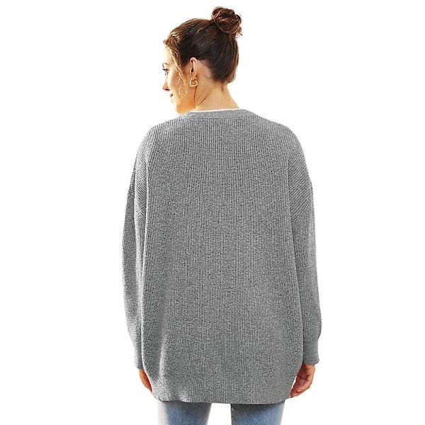 Naisten Neuletakki, V-Kaula Loose Neule Ulkovaatteet Khaki XL