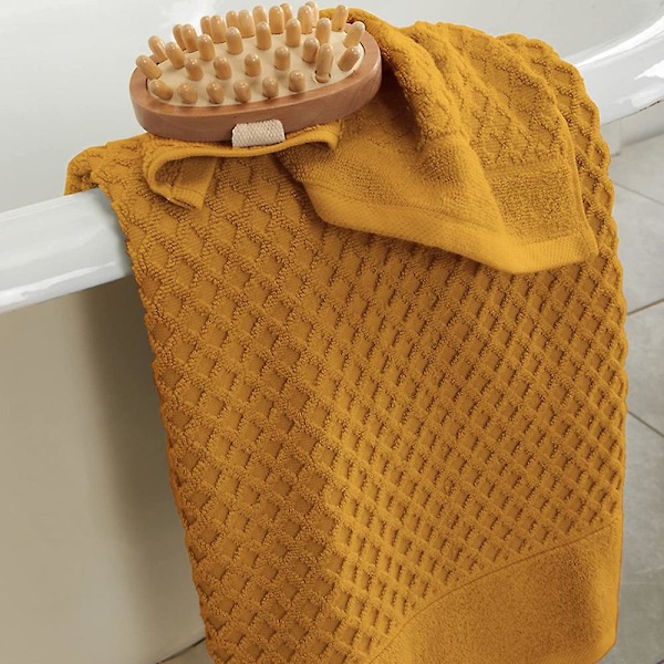 100% bomulls handdukar i ringblomma, 3 mjuka handdukar för badrum, mycket absorberande (set om 3) Sweet orange
