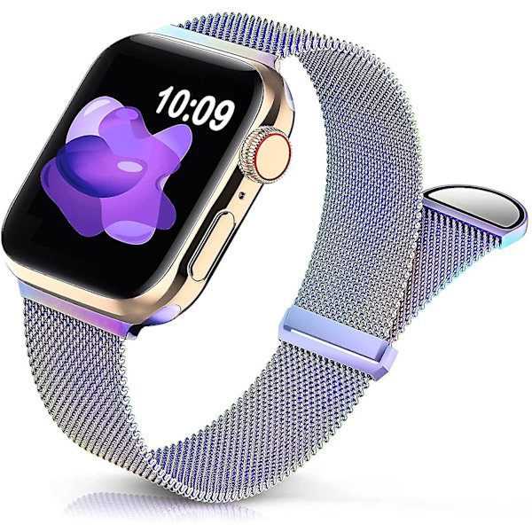 Metal Rustfrit Stålbånd Kompatibelt Med Apple Watch Remme 38mm 40mm 41mm, Sort Løkke Justerbar Rem Magnetisk Armbånd Til Iwatch Serie 7 6 5 4 Multicolour 38 40 41 mm