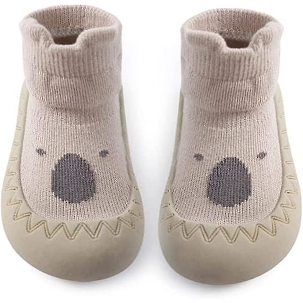 Baby Sock Shoes Halkfria Söta Cartoon Mjuka Stickade Baby Golvskor Småbarnsskor För Flickor Pojkar khaki 18 24months