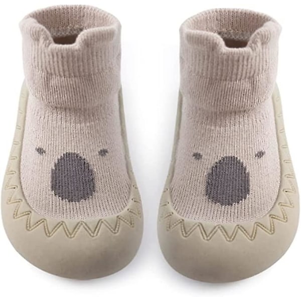 Baby Sock Shoes Halkfria Söta Cartoon Mjuka Stickade Baby Golvskor Småbarnsskor För Flickor Pojkar khaki 6 12months