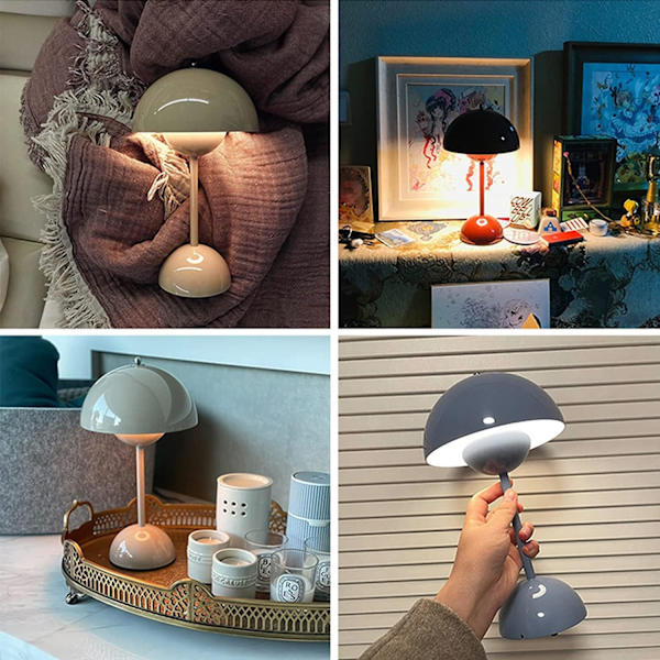 LED batteridriven bord trådlös, touch dimbar Flowerpot bord med 3 ljusstyrkenivåer, dekorativ retro skrivbord för sovrum, kontor, barer, restauranger blå