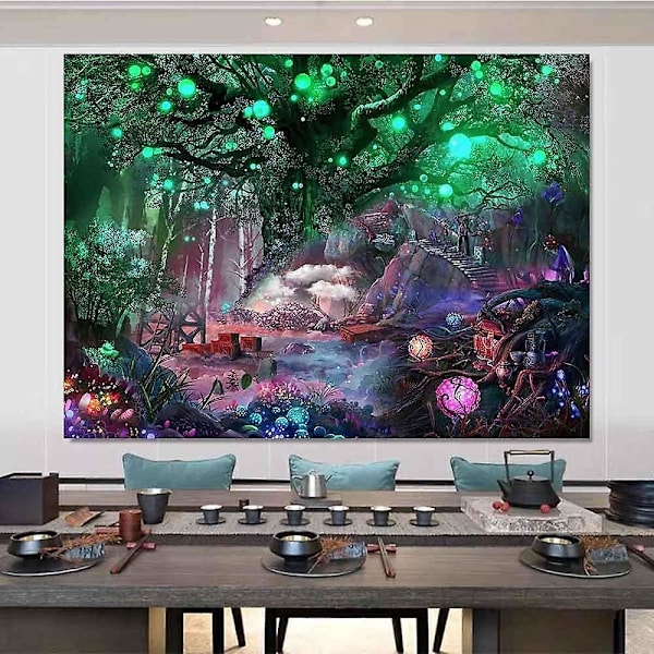 (150 X 200cm) Livets Träd Gobeläng Psykedelisk Livets Träd Gobeläng Träd Måne Sol Gobeläng Väggdekoration Psykedelisk Matta Gobeläng Vägg Hängande W