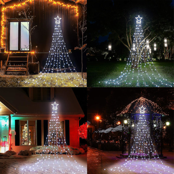 Juldekorasjoner Stjernelys Lyslenker, Led Julelys Eventyrlys Blinkende Lys For Utendørs Høytid White light EU Plug