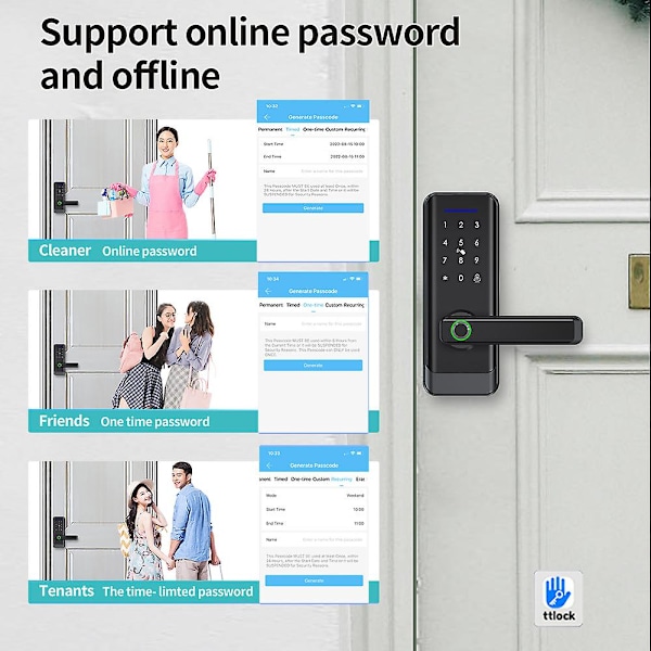 Fingeraftrykslås Tuyattlockwifi Intelligent Elektronisk Adgangskodelås til Dør