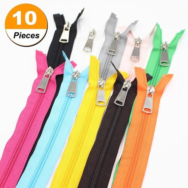 10 stk. 65 cm delbare nylon lynlåse, bulk #5 jakke lynlåse til jakker, frakker, syhåndværk, 10 blandede farver