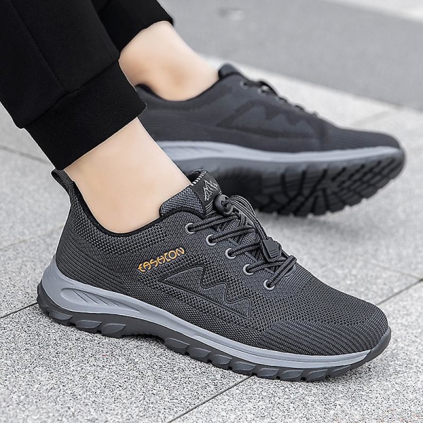 Løpesko for menn og kvinner, lett pustende gåsko, atletiske motesneakers 3D212 Gray EU 41