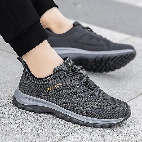 Løpesko for menn og kvinner, lette og pustende gåsko, atletiske motesneakers 3D212 Gray EU 45