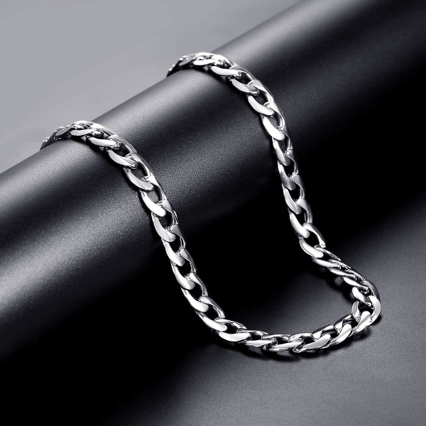 5mm 7mm 9mm Flat Cuban Link Kjede For Menn Sølv Curb Halskjede.18-30 tommer