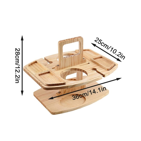 Träfruktfat och vinbricka kombination för utomhuspicknick och portabilitet