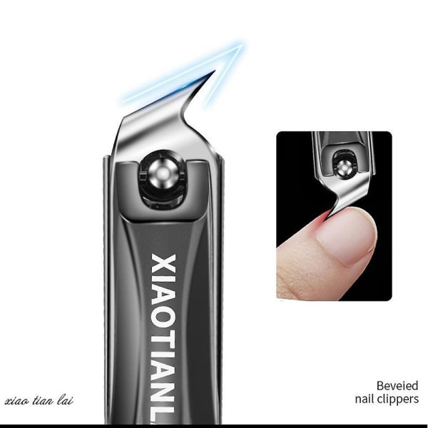 Nagelklippare i rostfritt stål, nagelklippare med uppsamlare, skarpt och hållbart nagelklipparkit för män och kvinnor Blue