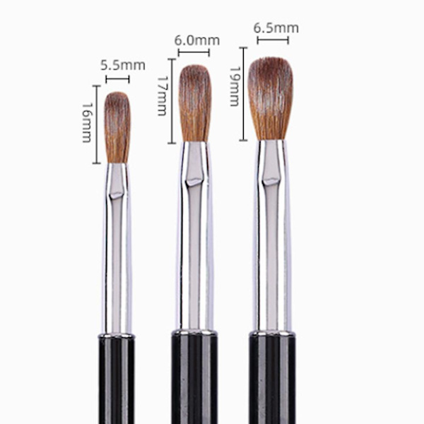 Kolinsky 3d Akryl Nagelborste för Naglar Konst Målningsborste Penna Set Svart Metall Nagel Extensionsverktyg Borste 6*8*10